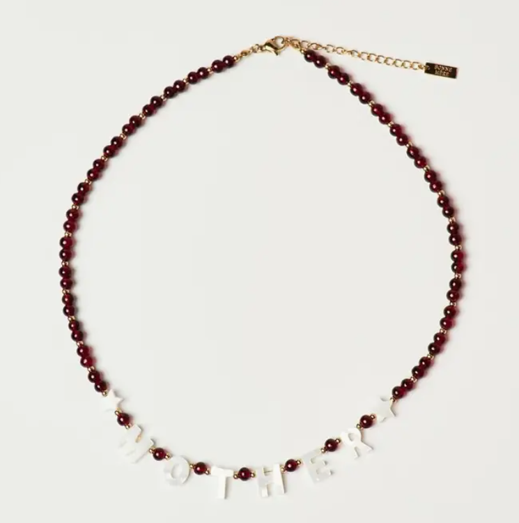 Mother Gemstone Necklace, burgundy