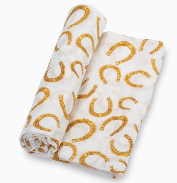 Baby Muslin Swaddle Blanket Horseshoes