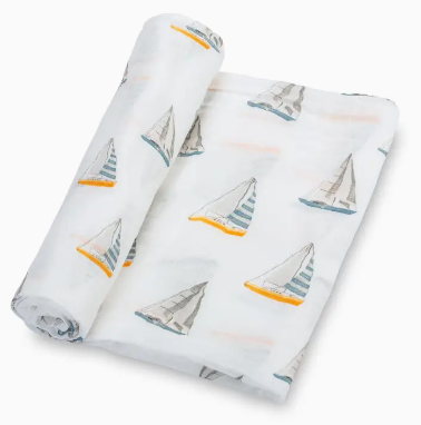 Baby Muslin Swaddle Blanket Sailboats