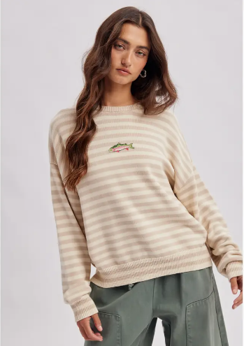 Striped Cotton Fish Sweater