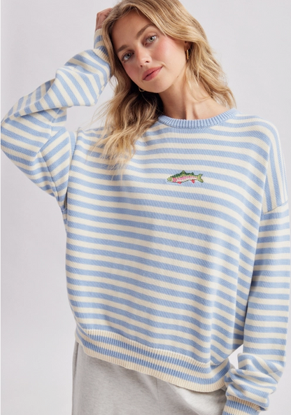Striped Cotton Fish Sweater