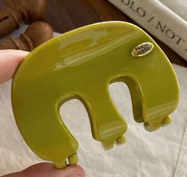 Rounded Olive Green Claw Hair Clip