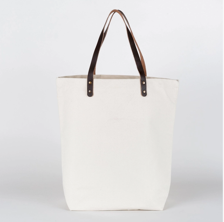 Canvas Leather Strap Thrifting Tote