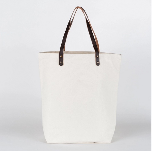 Canvas Leather Strap Thrifting Tote