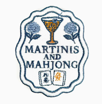 Martinis and Mahjong, iron on patch
