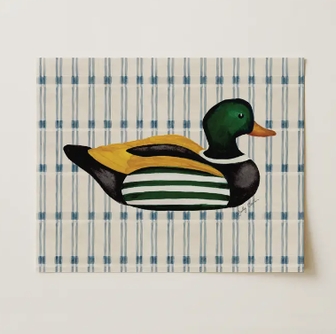 Americana Green Duck Decoy Art Print