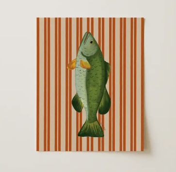 Red Striped Fish Print