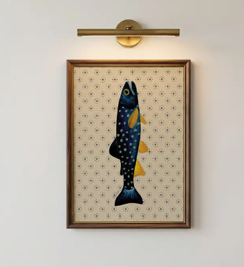 Navy Blue Fish Print