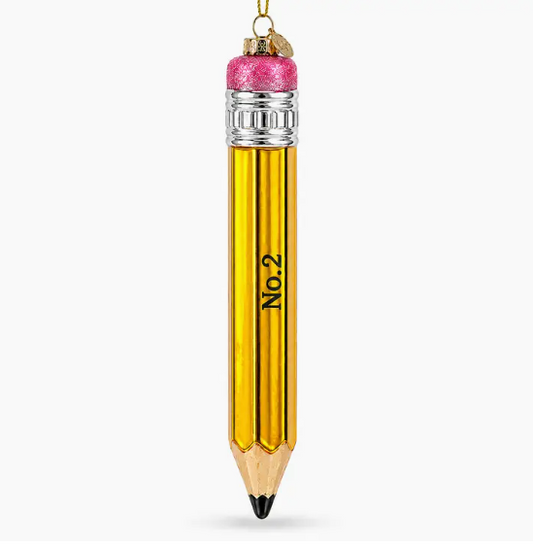 Pencil Glass Christmas Ornament