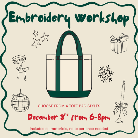 *Embroidery Workshop Tote Bag Addition, 12/3