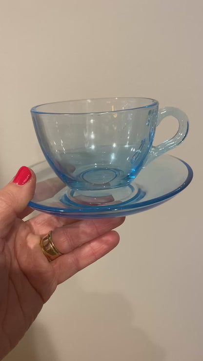 Vintage Ice Blue Teacup and Saucer